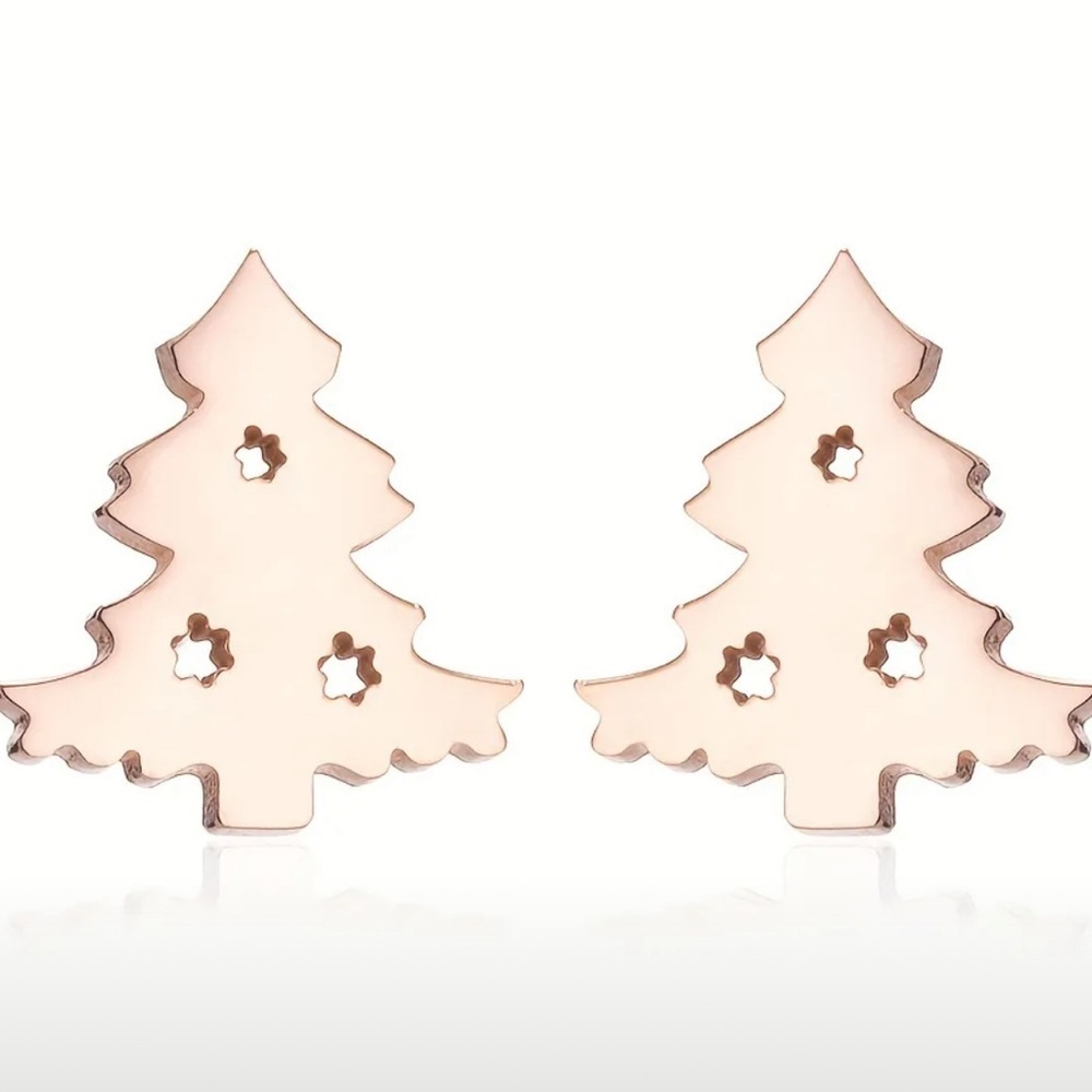 Rose Gold Christmas Tree stainless steel stud Earrings